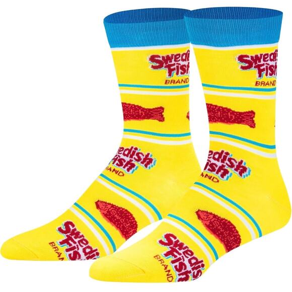 Odd Sox Unisex Swedish Fish Candy Novelty Crew Socks Retro Funny Classic Yellow - Picture 7 of 9